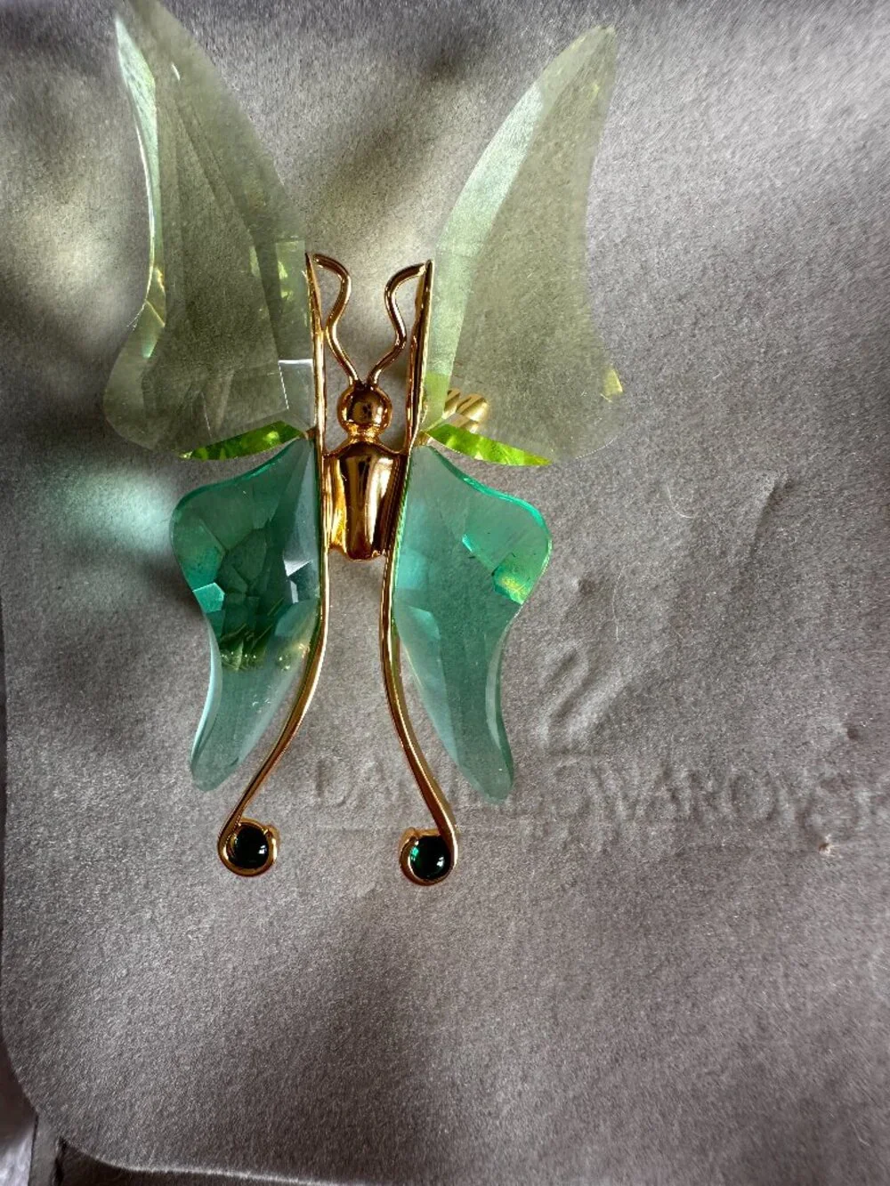Green Crystal Butterfly Brooch